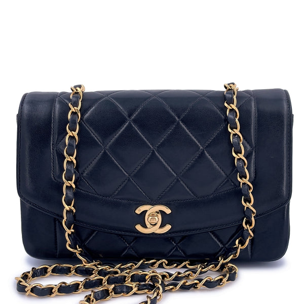 Chanel Vintage Small Diana Flap Bag 24k GHW Black Lambskin – Boutique Patina