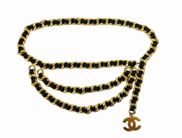 Chanel Vintage Collection 28 Woven Triple Chain Belt Gold Plated