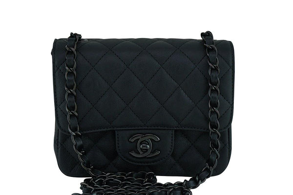 Rare Chanel So Black Classic Quilted Square Mini 2.55 Flap Bag - Boutique Patina