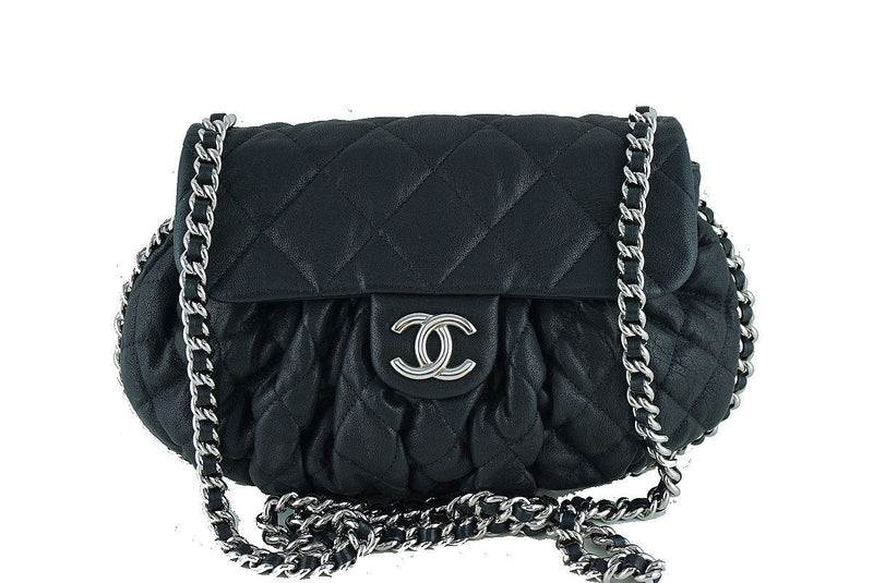 Chanel Black Large Chain Around Rounded Classic Flap Cross Body Bag - Boutique Patina