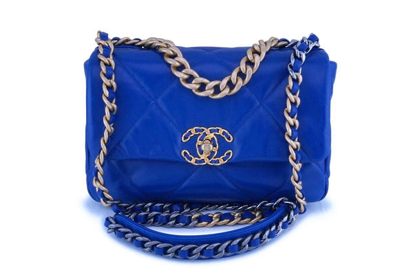 NIB 20P Chanel Blue Chanel 19 Small Flap Bag GHW - Boutique Patina