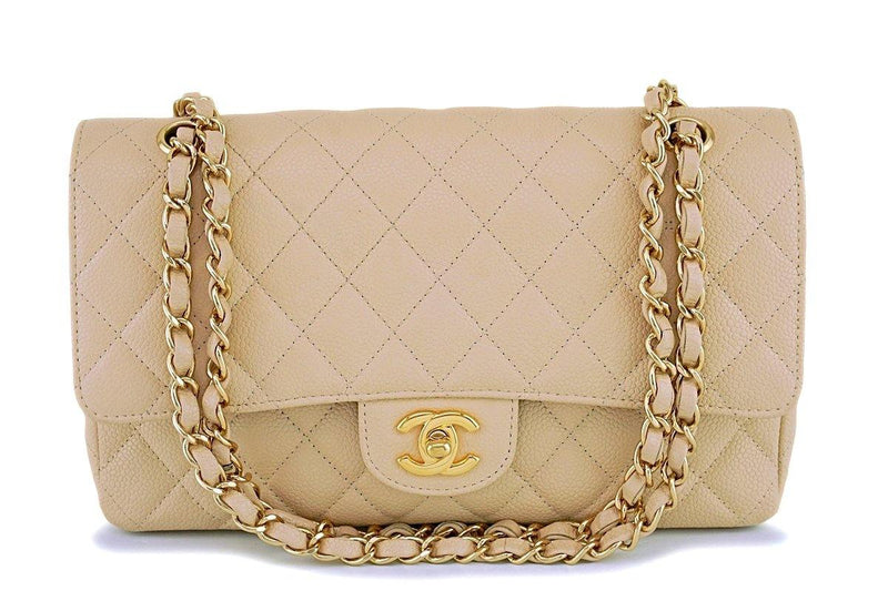 Chanel Classic Small Double Flap Beige Claire Caviar Leather, Gold  Hardware, New in Box