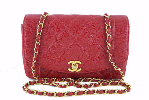 Chanel Red Caviar Vintage Quilted Classic "Diana" Flap Bag - Boutique Patina