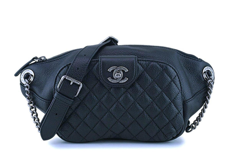 Chanel Black Grained Calfskin Quilted Classic Fanny Pack Bag RHW - Boutique Patina