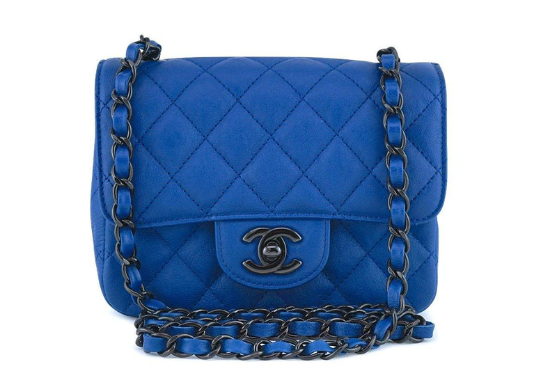 Chanel Vintage Blue Quilted Denim Mini Square Classic Single Flap
