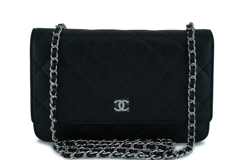 Chanel Black Caviar Classic Quilted WOC Wallet on Chain Flap Bag SHW - Boutique Patina
