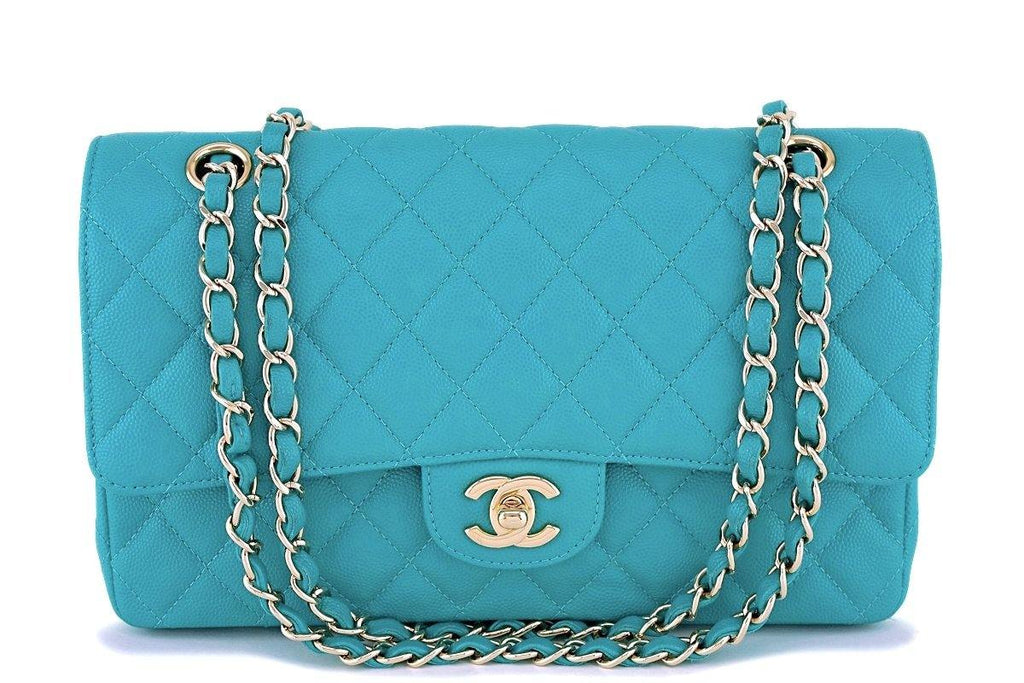 Chanel Blue Quilted Caviar Leather Jumbo Classic Single Flap Bag Chanel
