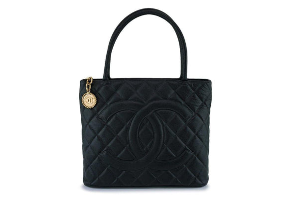 Chanel Vintage Black Caviar Classic Medallion Shopper Tote Bag GHW - Boutique Patina