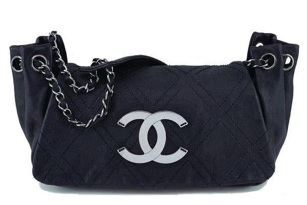 Chanel Black Diamond Stitch Jumbo Accordion Classic Flap Bag - Boutique Patina