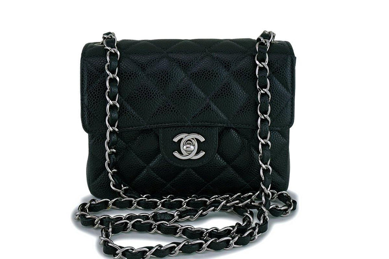Chanel Vintage Black Caviar Classic Square Mini Flap Bag SHW