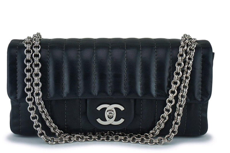 Chanel Black Lambskin Mademoiselle East West Classic Flap Bijoux Chain Bag SHW - Boutique Patina