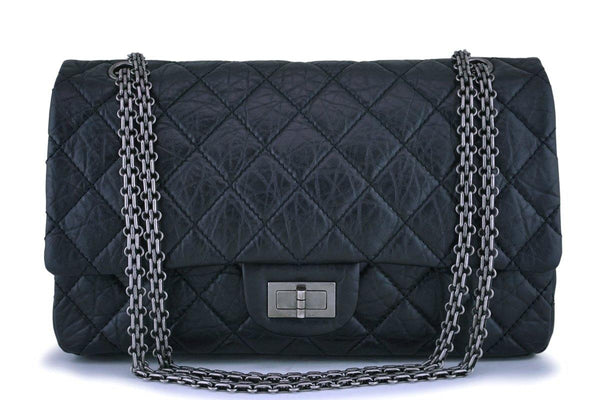 Chanel Black Aged Calfskin Reissue Large 227 2.55 Flap Bag RHW - Boutique Patina