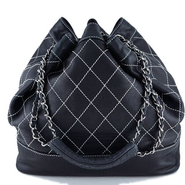 Chanel Black Large Contrast Stitch Quilted Drawstring Bag – Boutique Patina