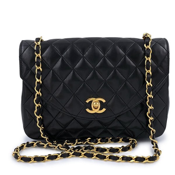 Chanel Vintage Black Lambskin Curved Flap Bag 24k GHW