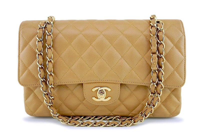 Chanel Timeless Classic 2.55 Medium Flap Bag in Beige Lambskin with Gold  Hardware - SOLD