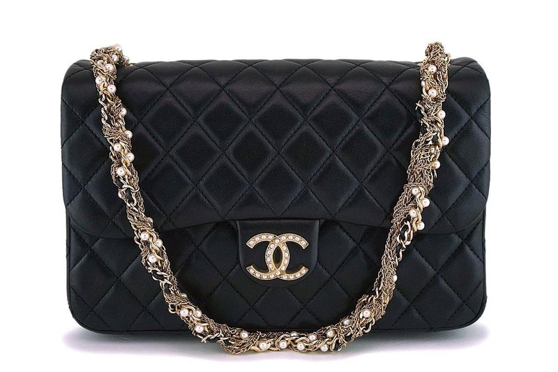 Chanel Classic Flap Bag in White, Black, and Gold