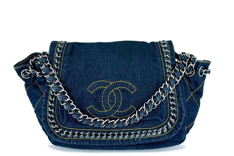 Chanel Denim Blue Luxury Ligne Flap Bag SHW - Boutique Patina