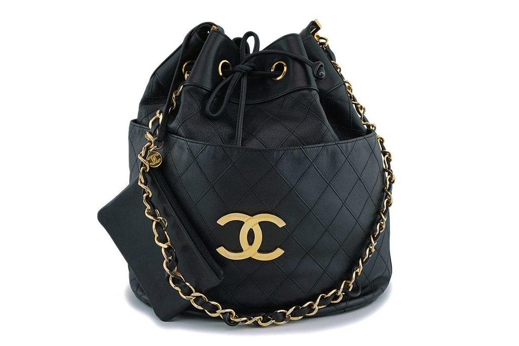 Rare Chanel Vintage Black Drawstring Bucket Bag 24k GHW – Boutique