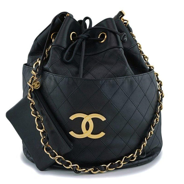 Vintage Chanel Sling Bucket Bag 24k gold plated CC's 1992