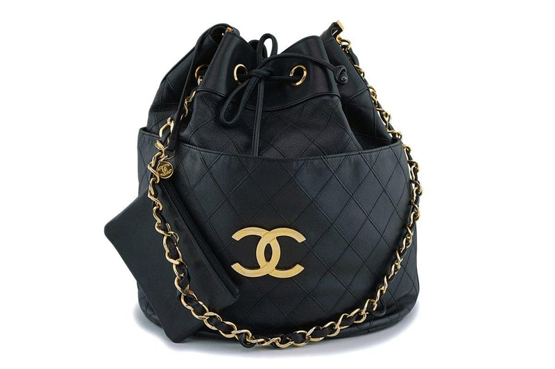 Chanel CC Vintage Drawstring Backpack Black