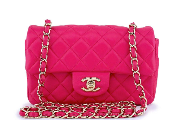 Chanel Fuchsia Pink Rectangular Mini Classic Flap Bag GHW - Boutique Patina