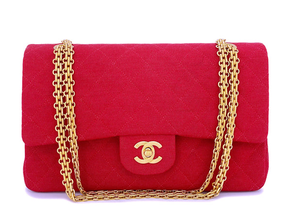 Chanel Red Jersey Medium Classic Double Flap Bag 24k GHW - Boutique Patina