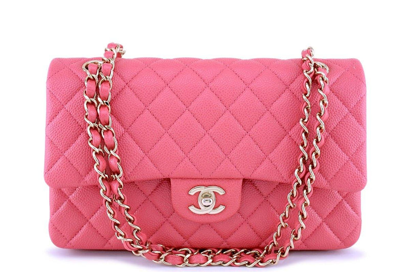 NIB 18S Chanel Pearly Pink Caviar Medium Classic Double Flap Bag
