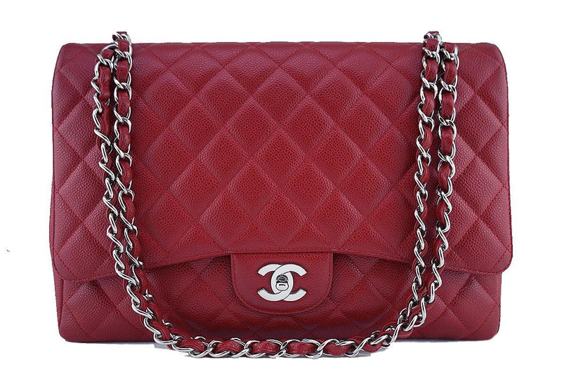 Chanel Jumbo Double Flap Bag Red Ruthenium Hardware