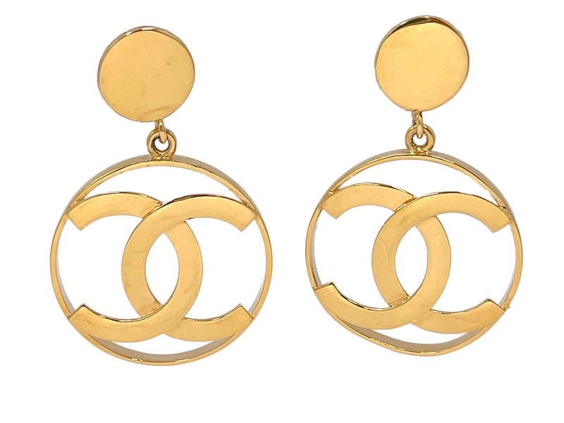 Chanel Vintage Large Hoop Dangle CC Statement Earrings – Boutique