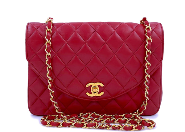 Chanel Vintage Red Curved Quilted Flap Bag 24k GHW - Boutique Patina