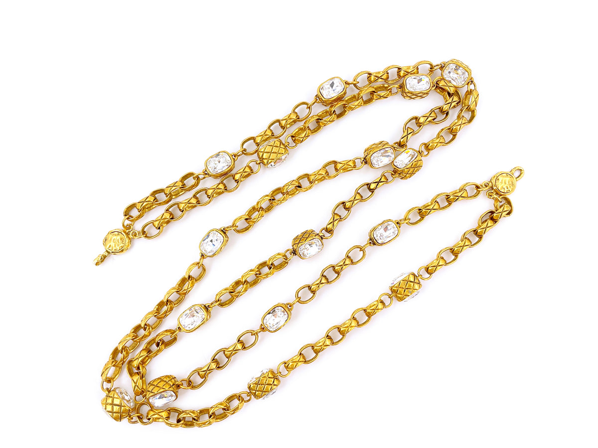 Vintage Rolo Chain & Crystal Geometric Belt 36\