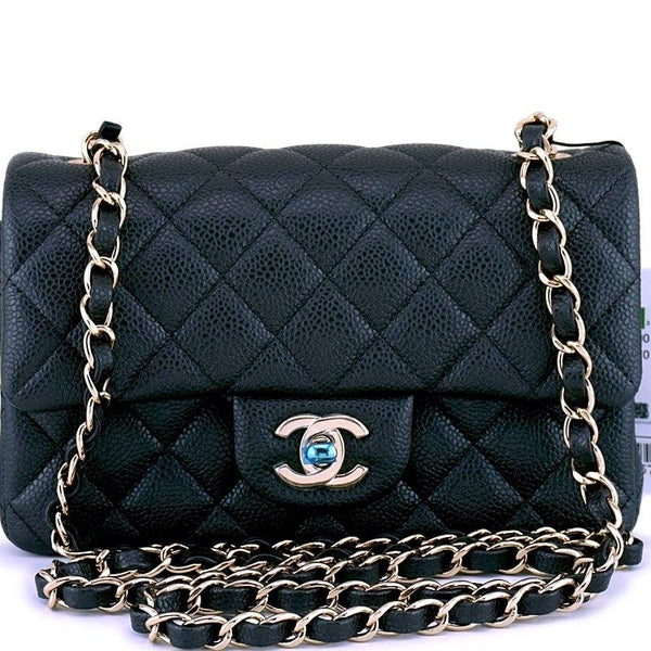 NWT 16C Chanel Navy Caviar Square Mini 2.55 Classic Flap Bag