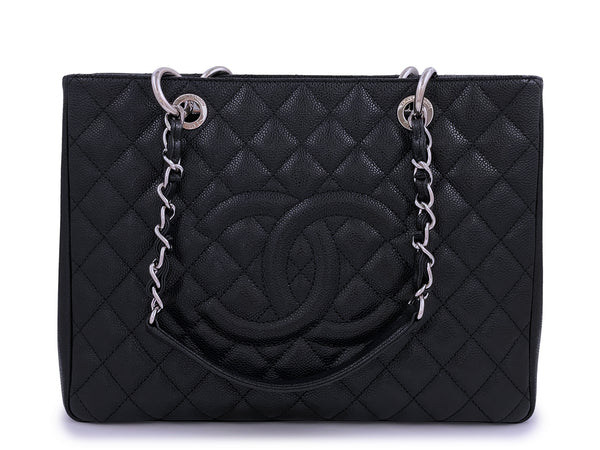 Pristine Chanel Black Caviar Grand Shopper Tote GST Bag SHW - Boutique Patina