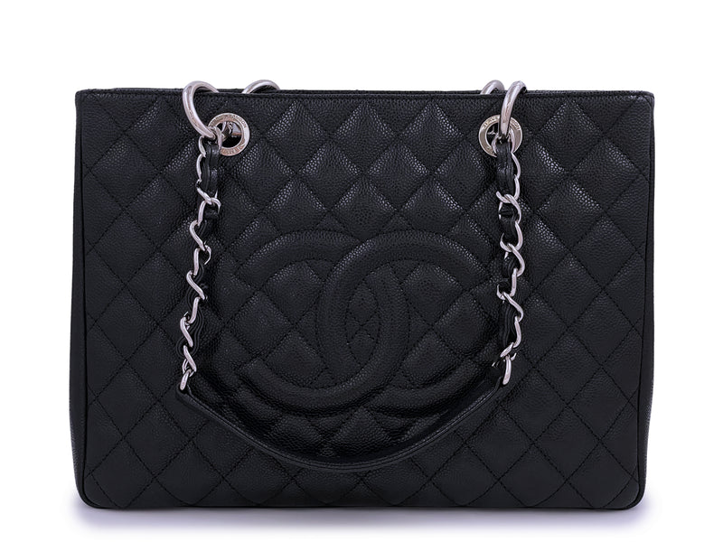 Pristine Chanel Black Caviar Grand Shopper Tote GST Bag SHW - Boutique Patina