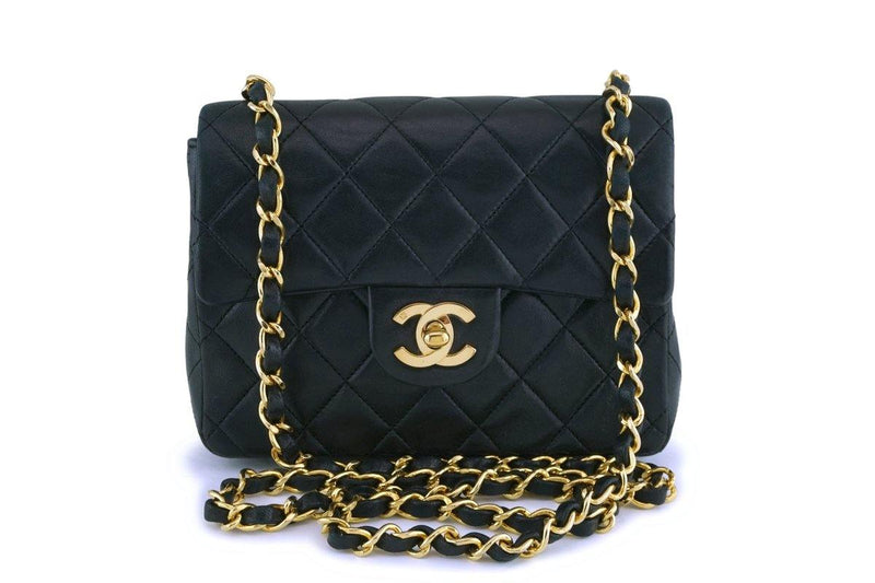 Chanel Vintage Black Lambskin Square Mini Classic Flap Bag 24k GHW - Boutique Patina