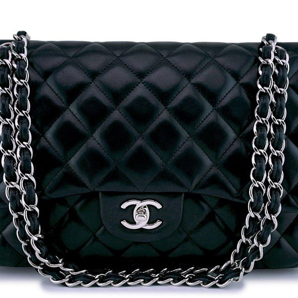 Chanel Black Lambskin Jumbo 2.55 Classic Flap Bag SHW – Boutique