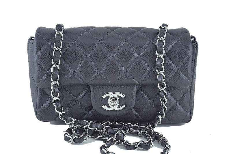 Chanel Dark Gray Classic Quilted Rectangular Mini 2.55 Flap Bag - Boutique Patina