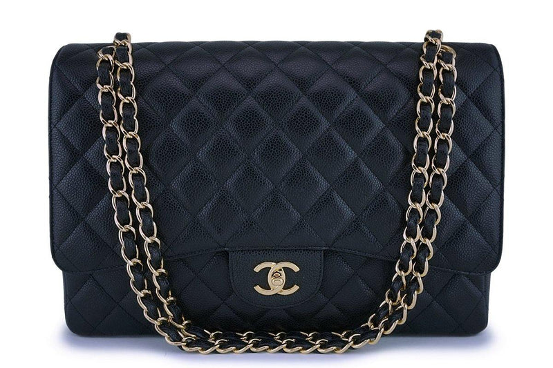 Pristine Chanel Black Caviar Maxi "Jumbo XL" Classic Flap Bag GHW - Boutique Patina