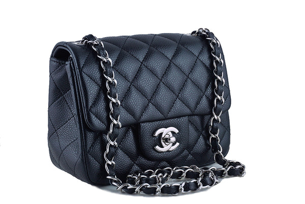 Chanel Caviar Mini Flap, Black Square 2.55 Classic Bag SHW - Boutique Patina