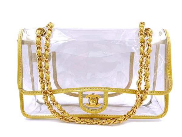 Chanel Vintage Limited Clear PVC Gold Trim Classic Flap Bag GHW - Boutique Patina