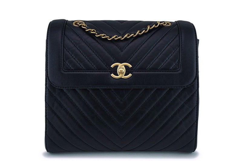 chanel black leather chevron backpack Pristine Chanel Aged Calfskin Large Chevron Framed Backpack Bag GHW – Boutique Patina
