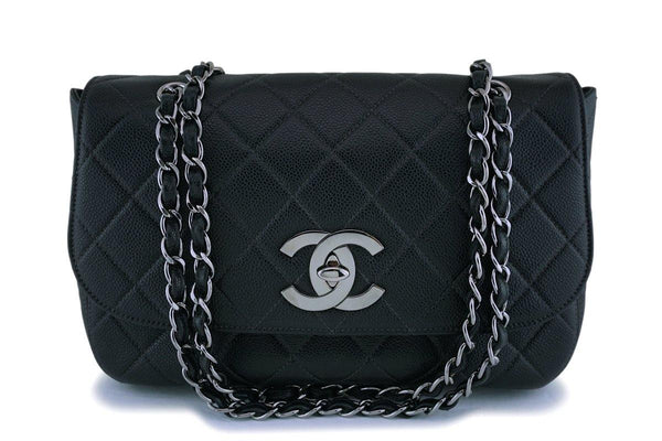 Chanel Classic Mini Rectangular 17S So Black Crumpled Calfskin