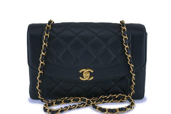 Chanel Vintage Black Caviar Classic Diana Flap Bag 24k GHW - Boutique Patina