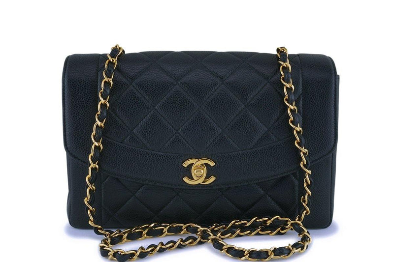 Chanel Vintage Black Caviar Classic Diana Flap Bag 24k GHW - Boutique Patina