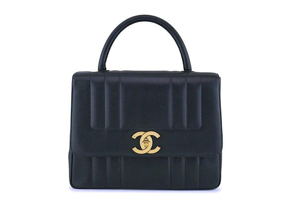 Chanel Vintage Black Mademoiselle Caviar Kelly Bag 24k GHW - Boutique Patina