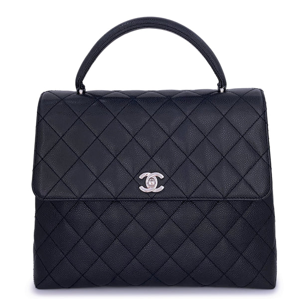 Chanel Coco Black Caviar Top Handle Purse (Box, Dust Bag, Strap