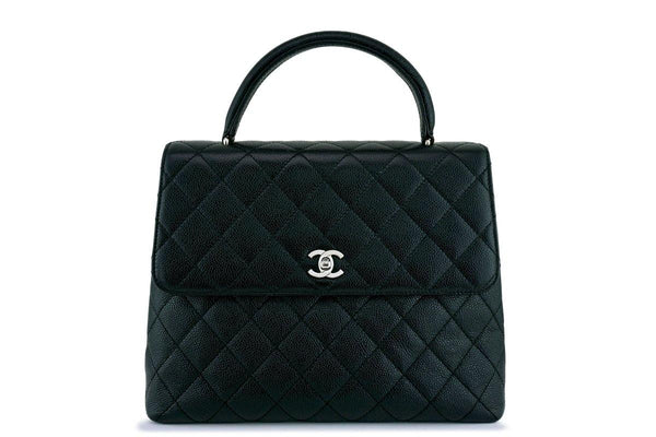 Chanel Black Large Caviar Classic Quilted Kelly Flap Bag SHW - Boutique Patina