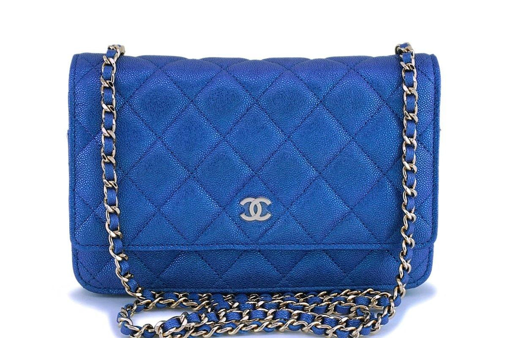 CHANEL Iridescent Lambskin Quilted Mini Rectangular Flap Turquoise