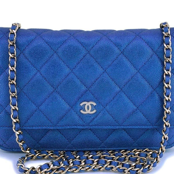 NIB 19S Chanel Iridescent Blue Caviar Classic Wallet on Chain WOC GHW –  Boutique Patina