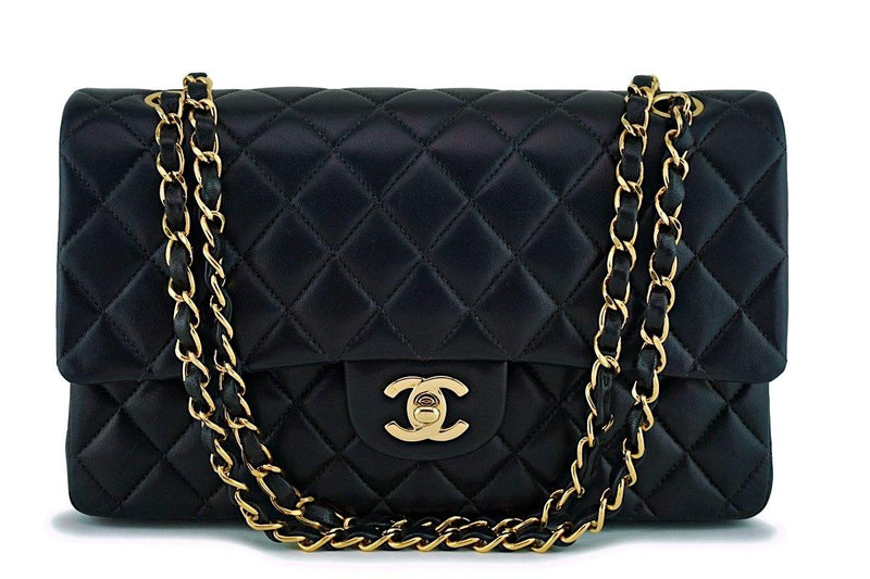Chanel Black Lambskin Medium Classic Double Flap Bag 24K GHW - Boutique Patina